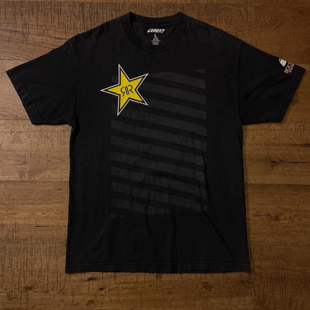 ONE Industries Rockstar Energy Drink T-Shirt Mens L Black Skater Grunge Promo